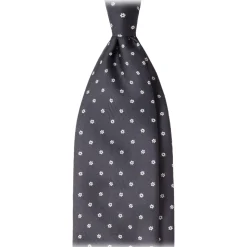 Viola Milano - Micro Floral Selftipped Silk Tie - Grey - Handmade in Italy - Luxury Exclusive Collection - Avvenice