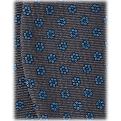 Viola Milano - Micro Floral Silk Bow Tie - Grey/Sea - Handmade in Italy - Luxury Exclusive Collection - Avvenice
