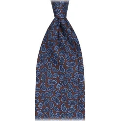 Viola Milano - Micro Paisley Italian Handrolled Silk Tie - Bronze - Handmade in Italy - Luxury Exclusive Collection - Avvenice