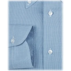 Viola Milano - Micro Pattern Voila Tela Button-Down Shirt - Light Blue - Handmade in Italy - Luxury Exclusive Collection - Avvenice