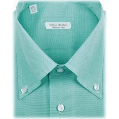 Viola Milano - Micro Pattern Carlo Riva Voila Tela Button-Down Shirt - Menthol - Handmade in Italy - Luxury Exclusive Collection - Avvenice
