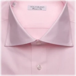 Viola Milano - Micro Stripe Shirt - Pink and White - Handmade in Italy - Luxury Exclusive Collection - Avvenice