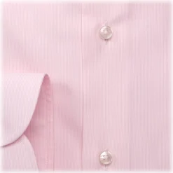 Viola Milano - Micro Stripe Shirt - Pink and White - Handmade in Italy - Luxury Exclusive Collection - Avvenice