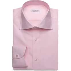 Viola Milano - Micro Stripe Collar Cutaway-Collar Shirt - Pink/White - Handmade in Italy - Luxury Exclusive Collection - Avvenice
