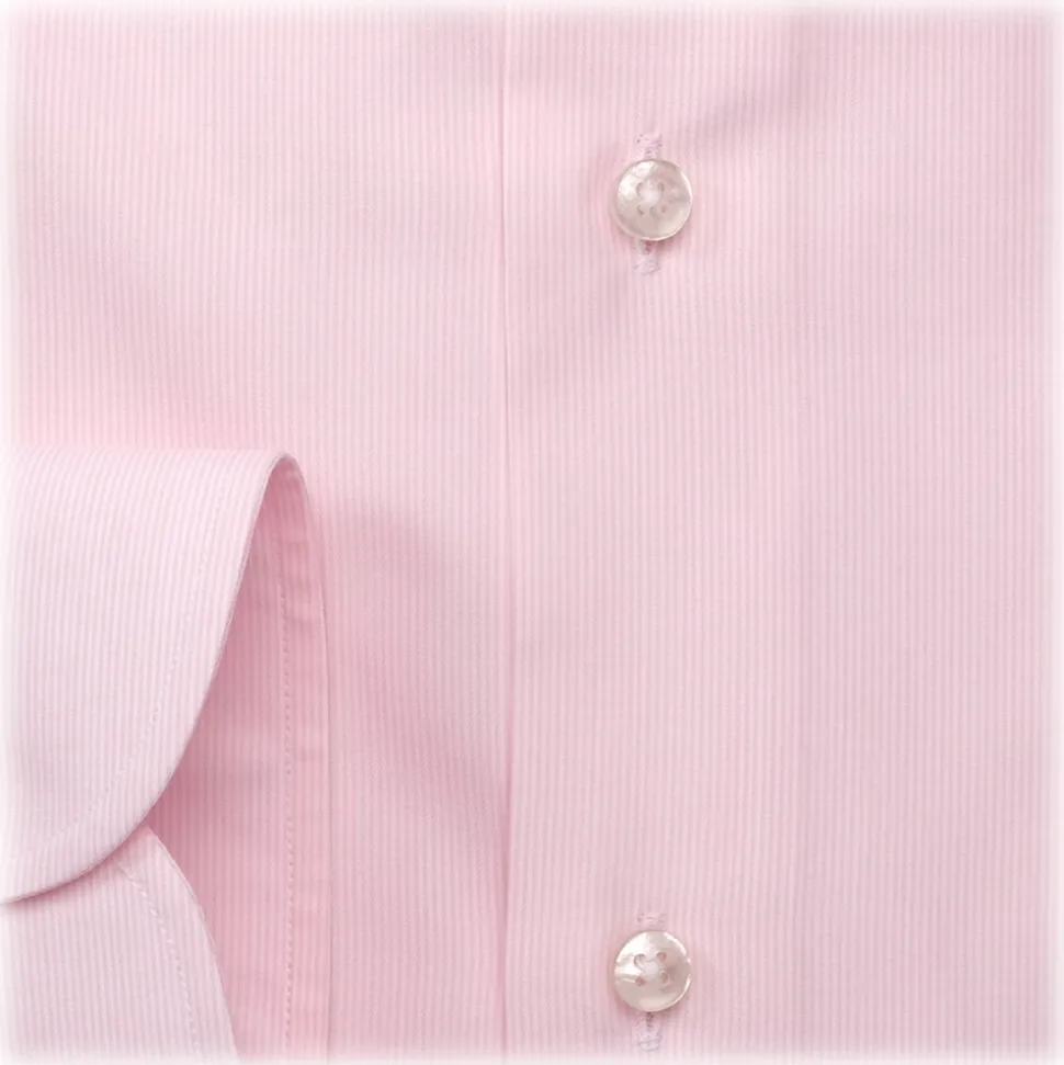 Viola Milano - Micro Stripe Collar Cutaway-Collar Shirt - Pink/White - Handmade in Italy - Luxury Exclusive Collection - Avvenice