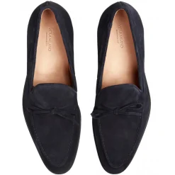 Viola Milano - Milanese Handwelted String Loafer - Navy Suede - Handmade in Italy - Luxury Exclusive Collection - Avvenice