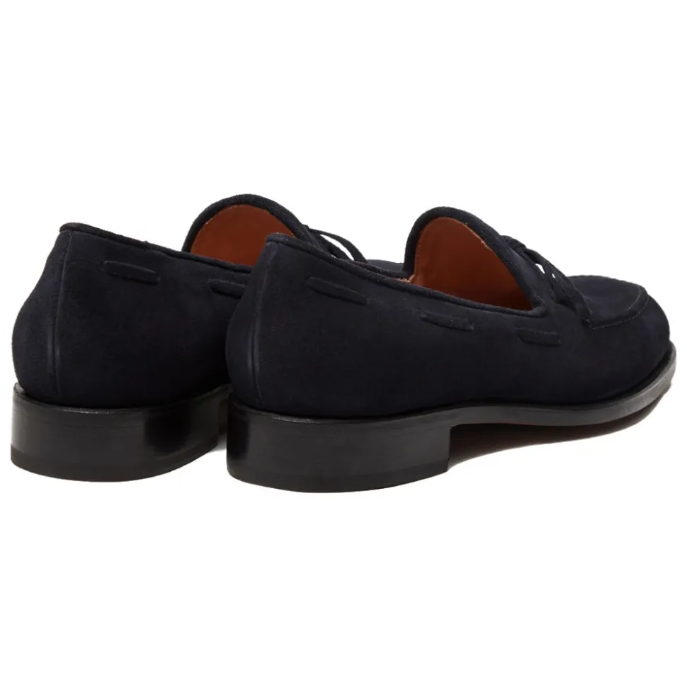 Viola Milano - Milanese Handwelted String Loafer - Navy Suede - Handmade in Italy - Luxury Exclusive Collection - Avvenice