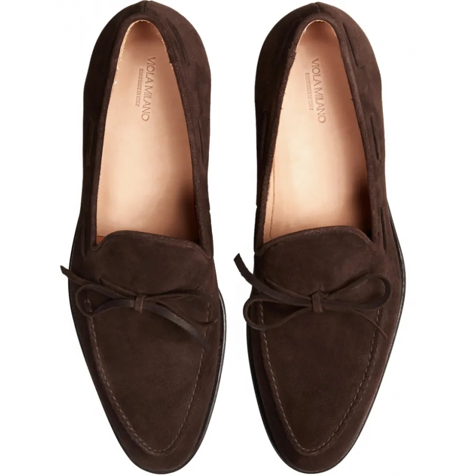 Viola Milano - Milanese Handwelted String Loafer - Brown Suede - Handmade in Italy - Luxury Exclusive Collection - Avvenice