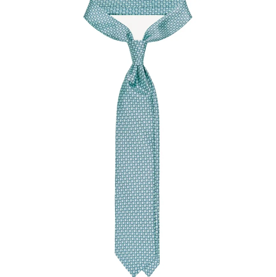 Viola Milano - Milanese Maillon Selftipped Silk Tie - Turquoise - Handmade in Italy - Luxury Exclusive Collection - Avvenice