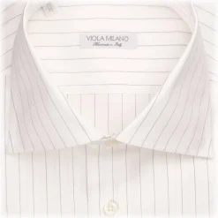 Viola Milano - Milanese Stripe Shirt - Navy and White - Handmade in Italy - Luxury Exclusive Collection - Avvenice