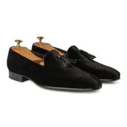 Viola Milano - Milanese Velvet Loafers - Black - Handmade in Italy - Luxury Exclusive Collection - Avvenice