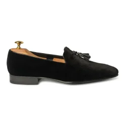 Viola Milano - Milanese Velvet Loafers - Black - Handmade in Italy - Luxury Exclusive Collection - Avvenice