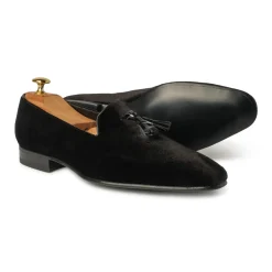 Viola Milano - Milanese Velvet Loafers - Black - Handmade in Italy - Luxury Exclusive Collection - Avvenice