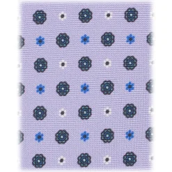 Viola Milano - Mix Floral Selftipped Italian Silk Tie - Purple Mix - Handmade in Italy - Luxury Exclusive Collection - Avvenice