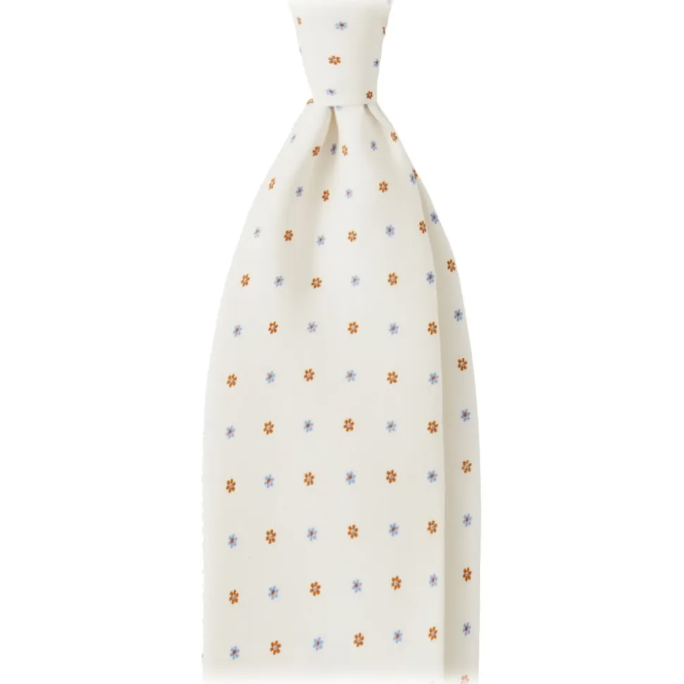 Viola Milano - Mix Floral Untipped Italian Silk Tie - Natural White - Handmade in Italy - Luxury Exclusive Collection - Avvenice
