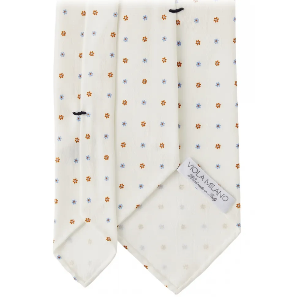 Viola Milano - Mix Floral Untipped Italian Silk Tie - Natural White - Handmade in Italy - Luxury Exclusive Collection - Avvenice