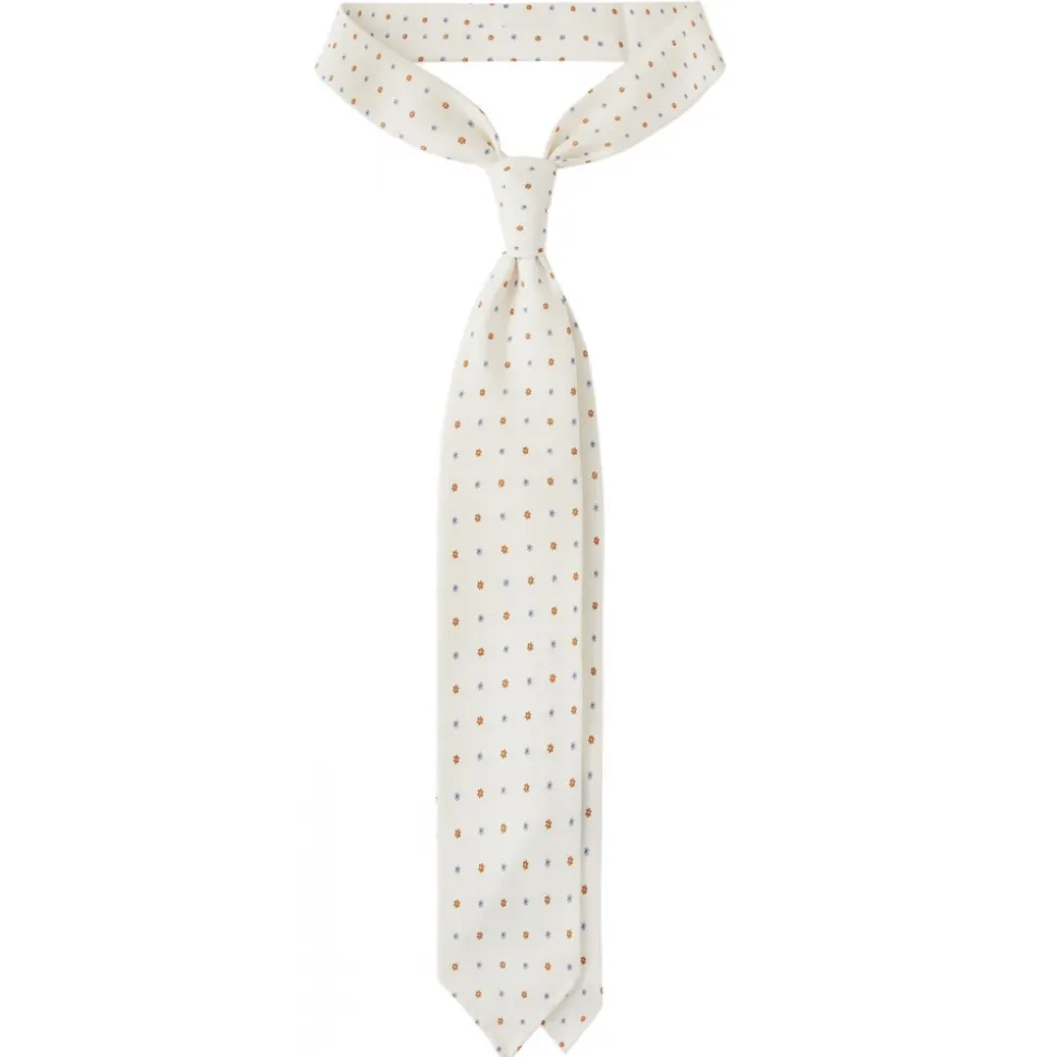Viola Milano - Mix Floral Untipped Italian Silk Tie - Natural White - Handmade in Italy - Luxury Exclusive Collection - Avvenice
