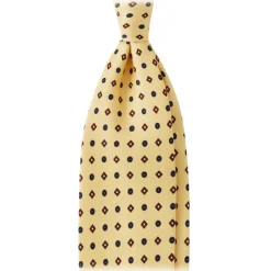Viola Milano - Mix Floral Selftipped Italian Silk Tie - Yellow LL - Handmade in Italy - Luxury Exclusive Collection - Avvenice