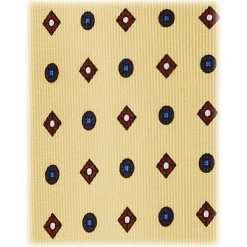 Viola Milano - Mix Floral Selftipped Italian Silk Tie - Yellow LL - Handmade in Italy - Luxury Exclusive Collection - Avvenice