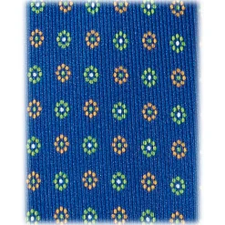 Viola Milano - Mix Flower Selftipped Silk Tie - Sea Mix - Handmade in Italy - Luxury Exclusive Collection - Avvenice