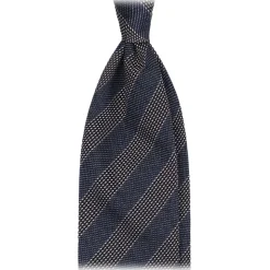 Viola Milano - Mix Melange Stripe 3-Fold Grenadine Tie - Denim Mix - Handmade in Italy - Luxury Exclusive Collection - Avvenice