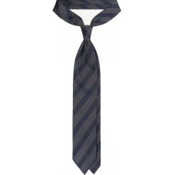 Viola Milano - Mix Melange Stripe 3-Fold Grenadine Tie - Denim Mix - Handmade in Italy - Luxury Exclusive Collection - Avvenice