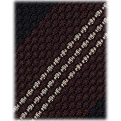 Viola Milano - Mix Stripe 3-Fold Grenadine Tie - Navy/Brown Mix - Handmade in Italy - Luxury Exclusive Collection - Avvenice