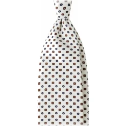 Viola Milano - Mixed Floral 3-Fold Handprinted Untipped Silk Tie - White - Handmade in Italy - Luxury Exclusive Collection - Avvenice