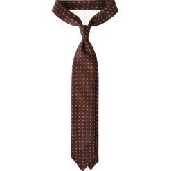 Viola Milano - Mixed Floral 3-Fold Handprinted Selftipped Silk Tie - Brown - Handmade in Italy - Luxury Exclusive Collection - Avvenice