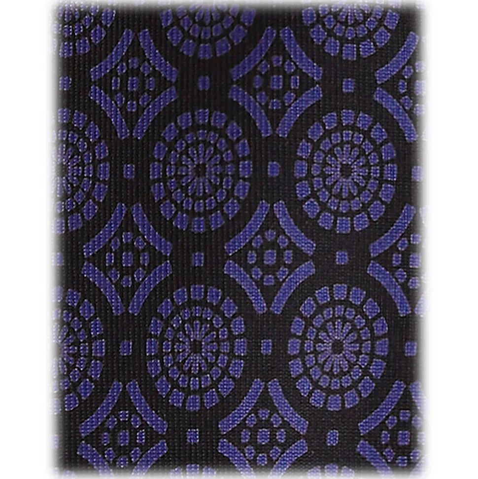 Viola Milano - Mosaic Pattern Handprinted Selftipped Silk Tie - Deep Purple - Handmade in Italy - Luxury Exclusive Collection - Avvenice