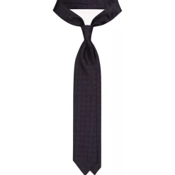 Viola Milano - Mosaic Pattern Handprinted Selftipped Silk Tie - Deep Purple - Handmade in Italy - Luxury Exclusive Collection - Avvenice