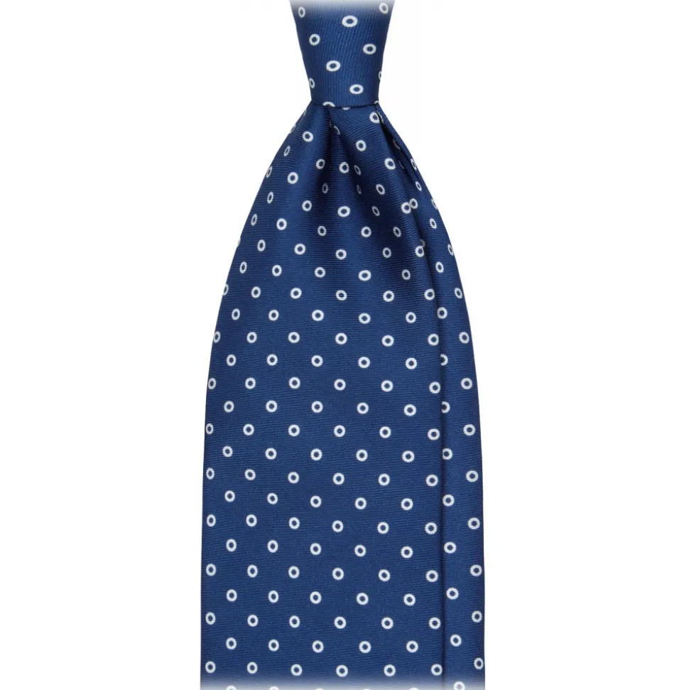 Viola Milano - Multi Circle Selftipped Silk Tie - Navy Blue - Handmade in Italy - Luxury Exclusive Collection - Avvenice