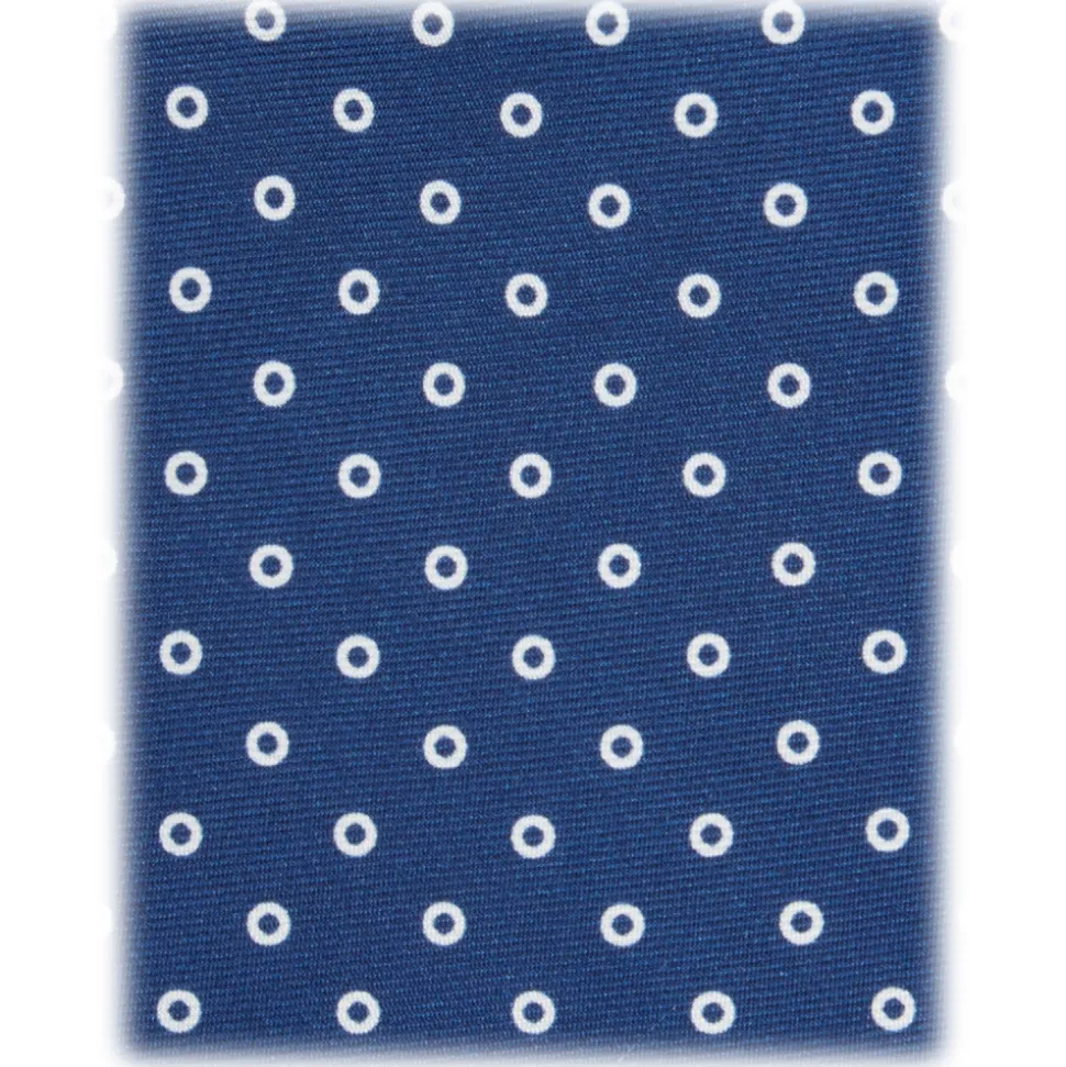 Viola Milano - Multi Circle Selftipped Silk Tie - Navy Blue - Handmade in Italy - Luxury Exclusive Collection - Avvenice