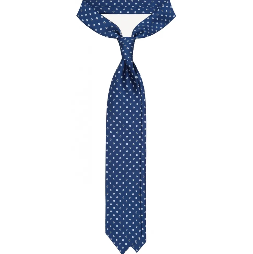 Viola Milano - Multi Circle Selftipped Silk Tie - Navy Blue - Handmade in Italy - Luxury Exclusive Collection - Avvenice