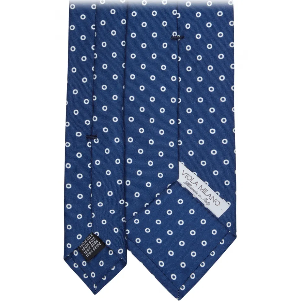Viola Milano - Multi Circle Selftipped Silk Tie - Navy Blue - Handmade in Italy - Luxury Exclusive Collection - Avvenice