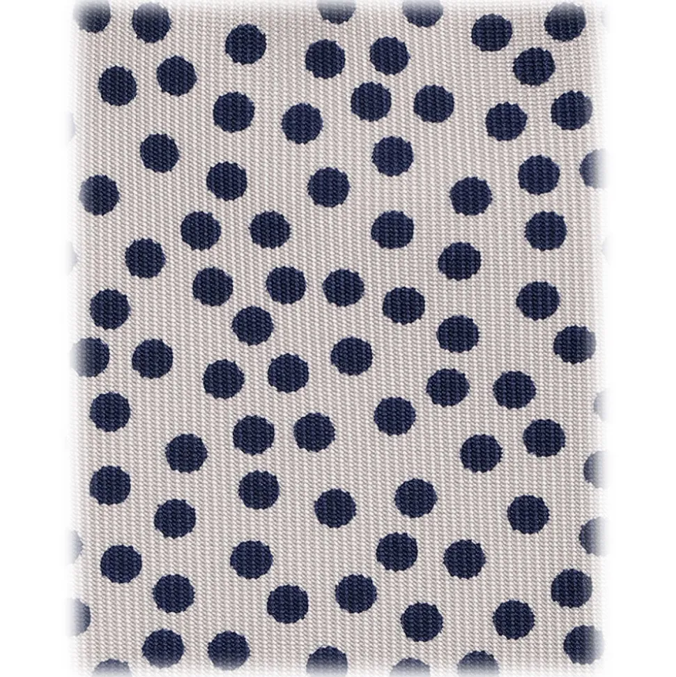 Viola Milano - Multi Dot 3-Fold Handprinted Untipped Silk Tie - White/Navy - Handmade in Italy - Luxury Exclusive Collection - Avvenice