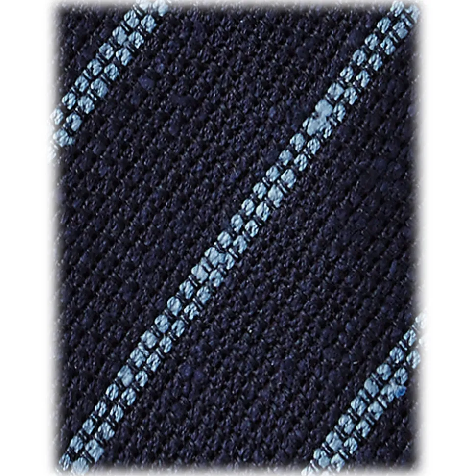 Viola Milano - Multi Stripe Woven Grenadine/Shantung Tie - Navy/Sea - Handmade in Italy - Luxury Exclusive Collection - Avvenice