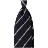 Viola Milano - Multi Stripe Woven Grenadine/Shantung Tie - Navy/White - Handmade in Italy - Luxury Exclusive Collection - Avvenice