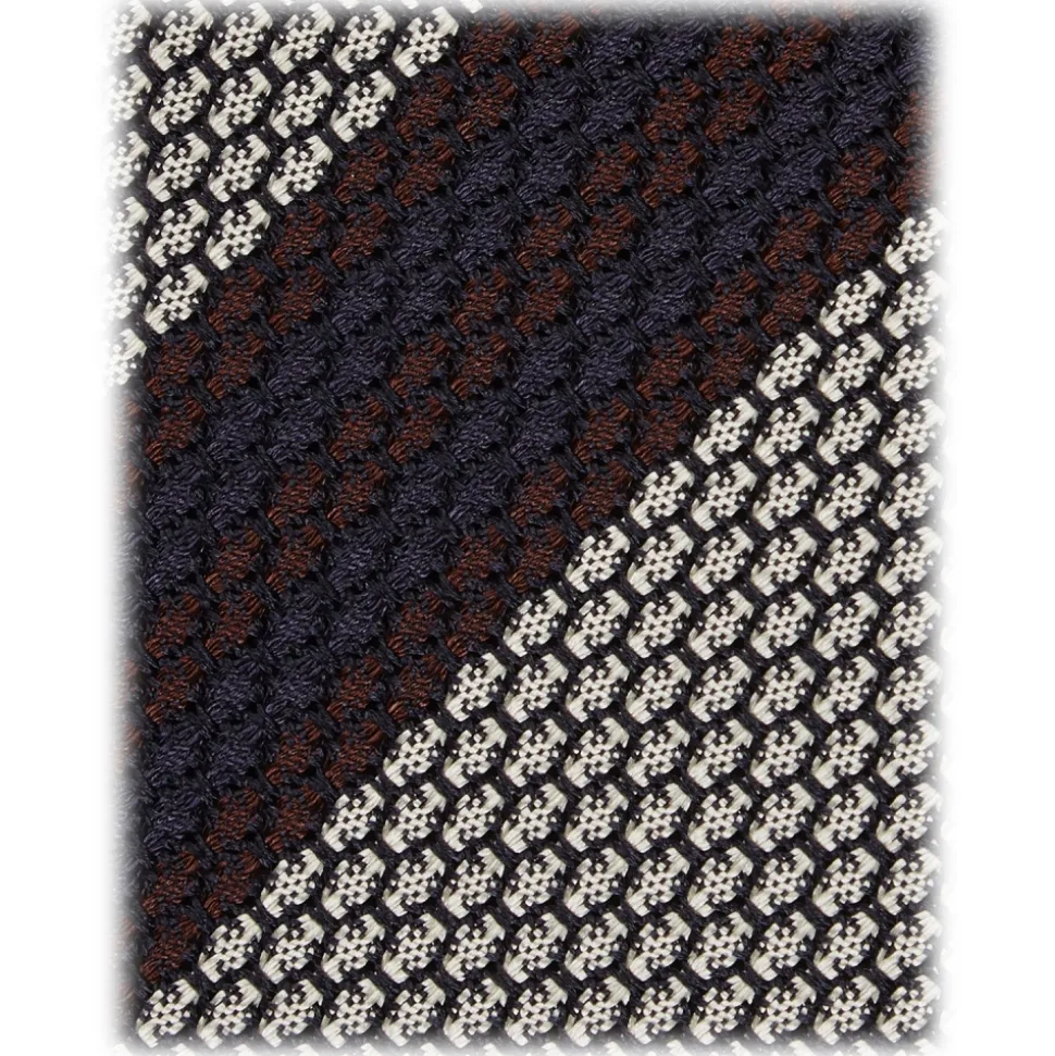 Viola Milano - Multi Stripe 3-Fold Grenadine Tie - Natural Mix - Handmade in Italy - Luxury Exclusive Collection - Avvenice
