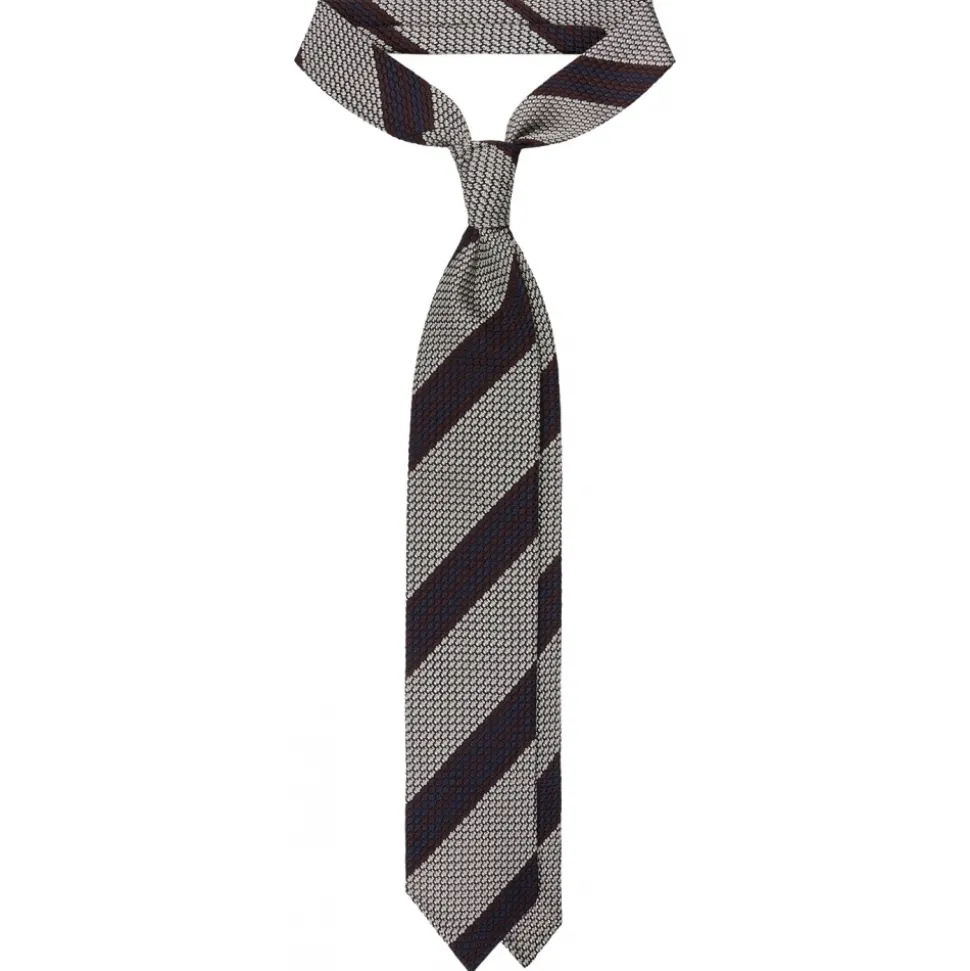 Viola Milano - Multi Stripe 3-Fold Grenadine Tie - Natural Mix - Handmade in Italy - Luxury Exclusive Collection - Avvenice