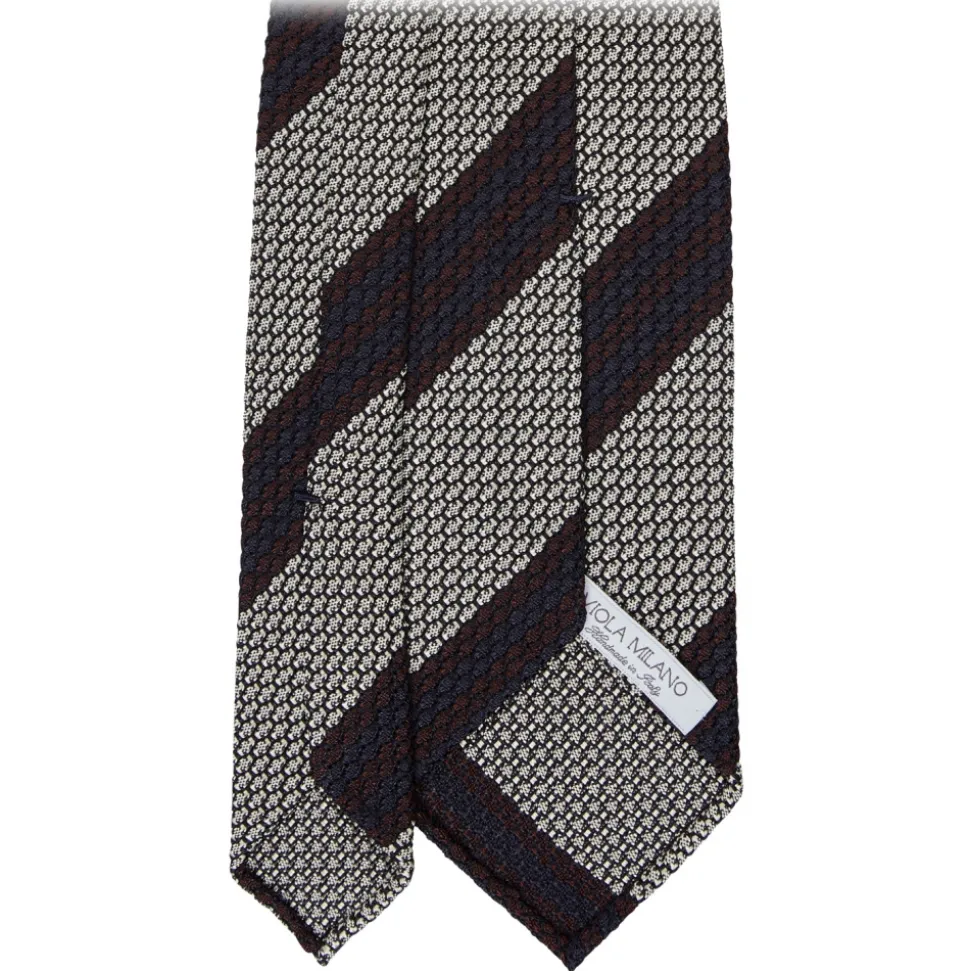 Viola Milano - Multi Stripe 3-Fold Grenadine Tie - Natural Mix - Handmade in Italy - Luxury Exclusive Collection - Avvenice