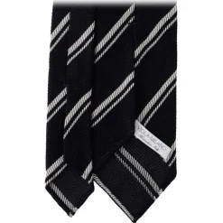 Viola Milano - Multi Stripe 3-Fold Grenadine Tie - Navy/White - Handmade in Italy - Luxury Exclusive Collection - Avvenice