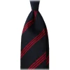 Viola Milano - Multi Stripe Handrolled Woven Shantung Tie - Navy/Red - Handmade in Italy - Luxury Exclusive Collection - Avvenice