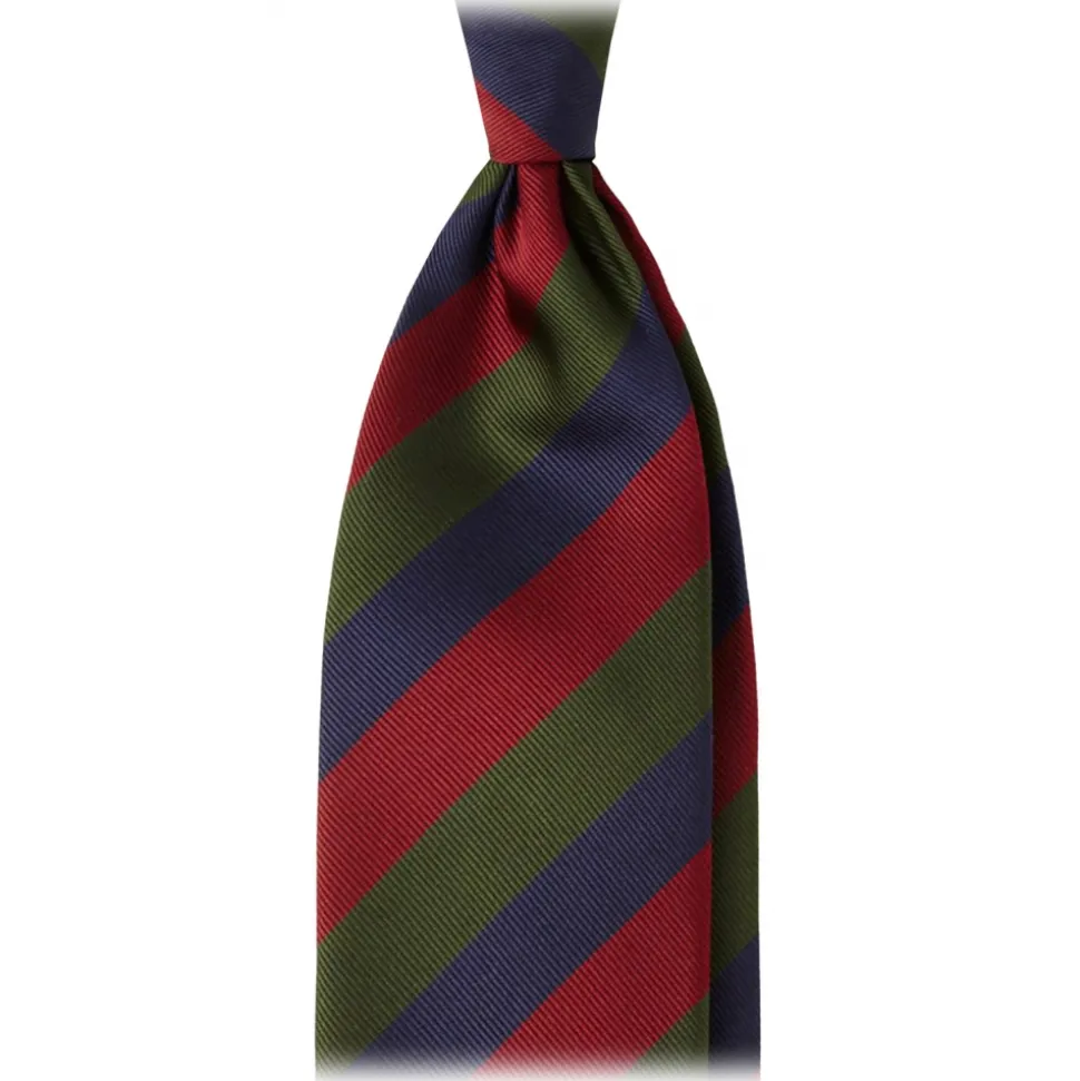 Viola Milano - Multi Stripe Handrolled Woven Silk Jacquard Tie - Verde Mix - Handmade in Italy - Luxury Exclusive Collection - Avvenice