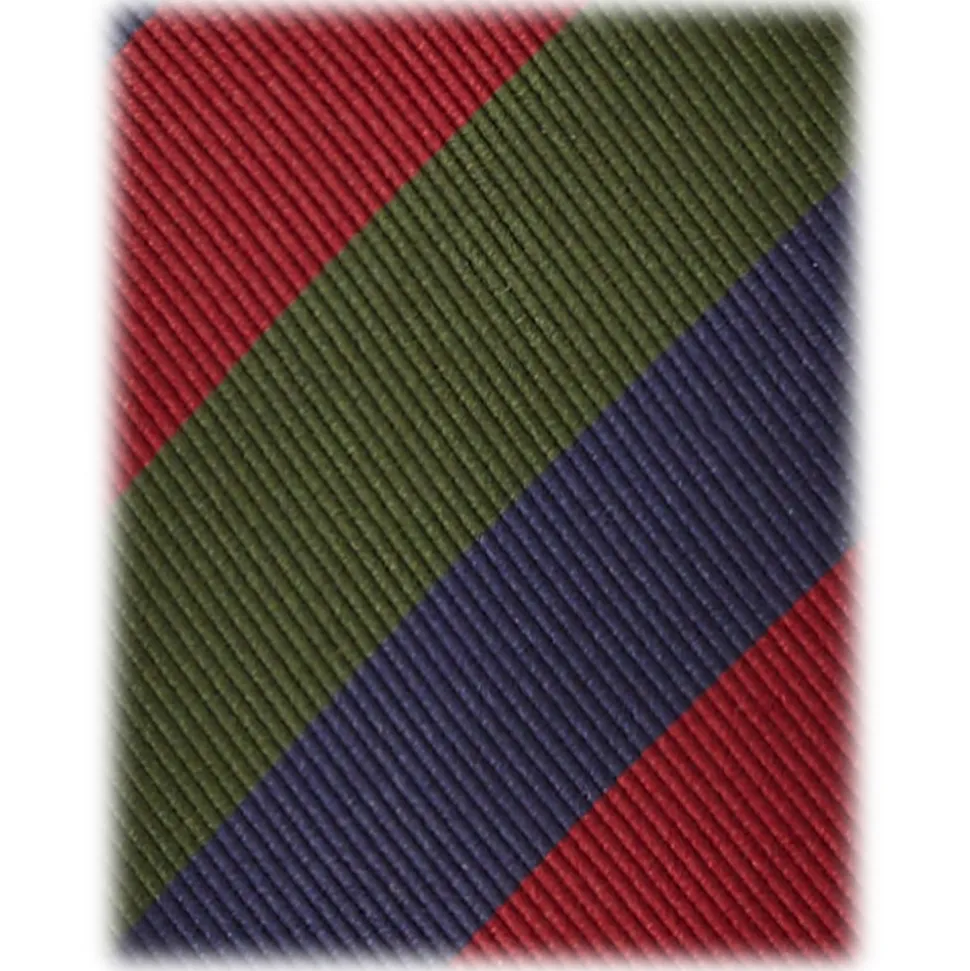 Viola Milano - Multi Stripe Handrolled Woven Silk Jacquard Tie - Verde Mix - Handmade in Italy - Luxury Exclusive Collection - Avvenice