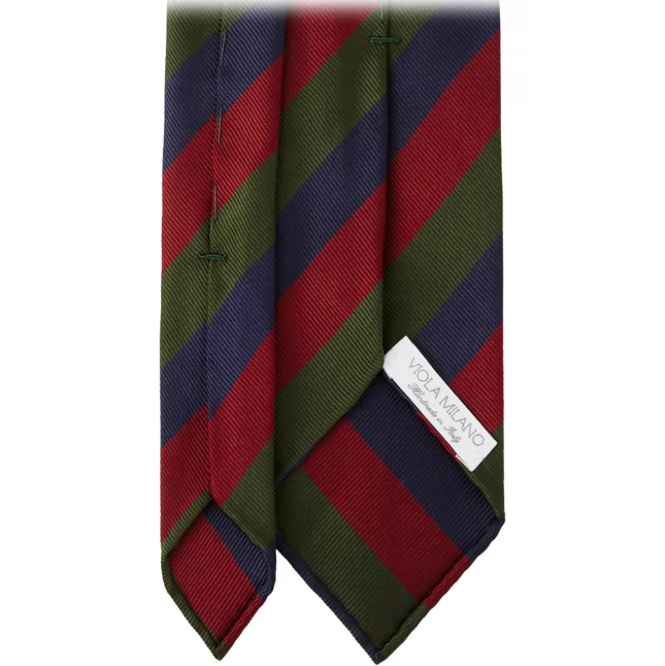 Viola Milano - Multi Stripe Handrolled Woven Silk Jacquard Tie - Verde Mix - Handmade in Italy - Luxury Exclusive Collection - Avvenice