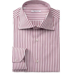 Viola Milano - Multi Striped Cutaway-Collar Shirt - Red/White - Handmade in Italy - Luxury Exclusive Collection - Avvenice