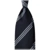 Viola Milano - Multi Stripe 3-Fold Grenadine Tie - Navy/Sea- Handmade in Italy - Luxury Exclusive Collection - Avvenice