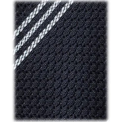 Viola Milano - Multi Stripe 3-Fold Grenadine Tie - Navy/Sea- Handmade in Italy - Luxury Exclusive Collection - Avvenice