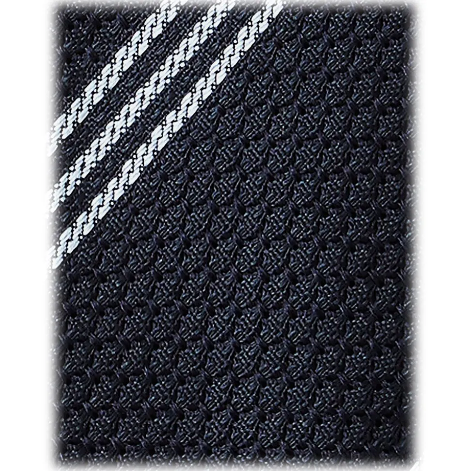 Viola Milano - Multi Stripe 3-Fold Grenadine Tie - Navy/Sea- Handmade in Italy - Luxury Exclusive Collection - Avvenice